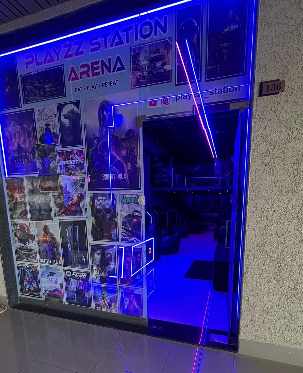 Playzz Station Arena
                             Entrance with game posters